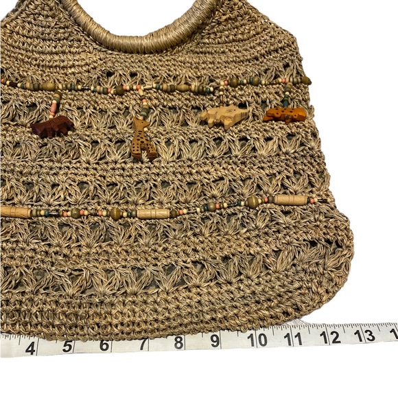 ST. JOHN’S BAY WOVEN STRAW WITH ANIMAL BEADS DETAILS GREAT CONDITION - Picture 7 of 12